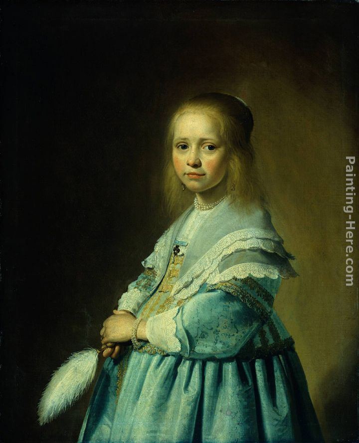 Portrait of a Girl Dressed in Blue painting - Johannes Cornelisz. Verspronck Portrait of a Girl Dressed in Blue art painting